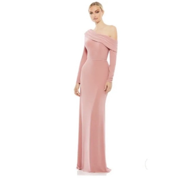 Mac Duggal Dresses & Skirts - Mac Duggal Dusty Rose One Shoulder Lone Sleeve Gown Dress Maxi